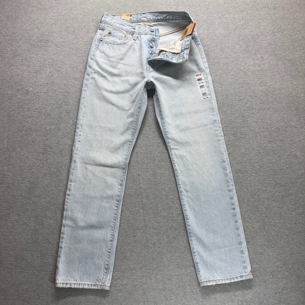 Levis 501 Jeans Womens 28X30 Blue Original Straight High Rise Distressed Denim
